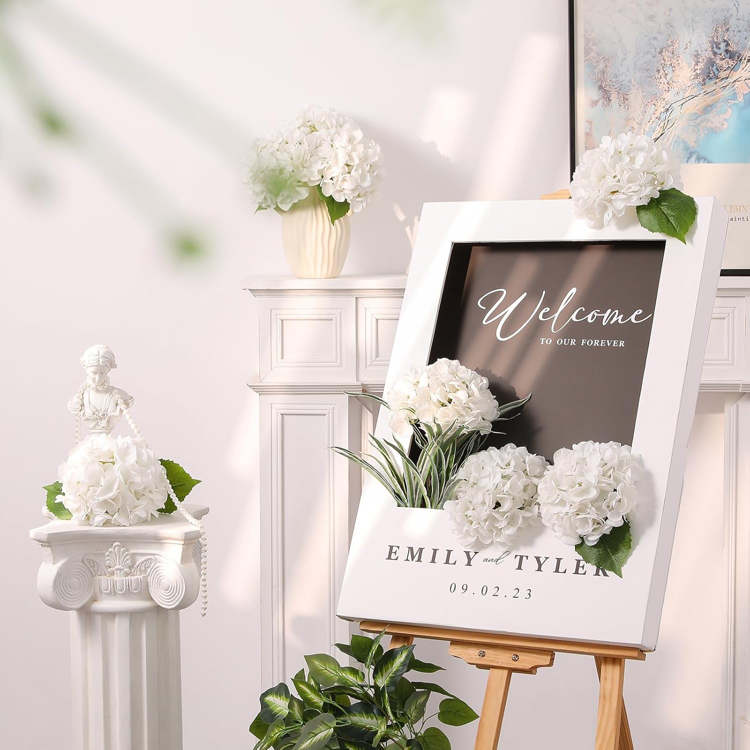 3 Pcs Real Touch Hydrangea Artificial Flowers 22.5" Lifelike Latex White Hydrangeas Fake Hydrangeas for Home Decor Party Wedding Bouquets Table Centerpieces Floral Arrangements Indoor Outdoor Decor - Image 6