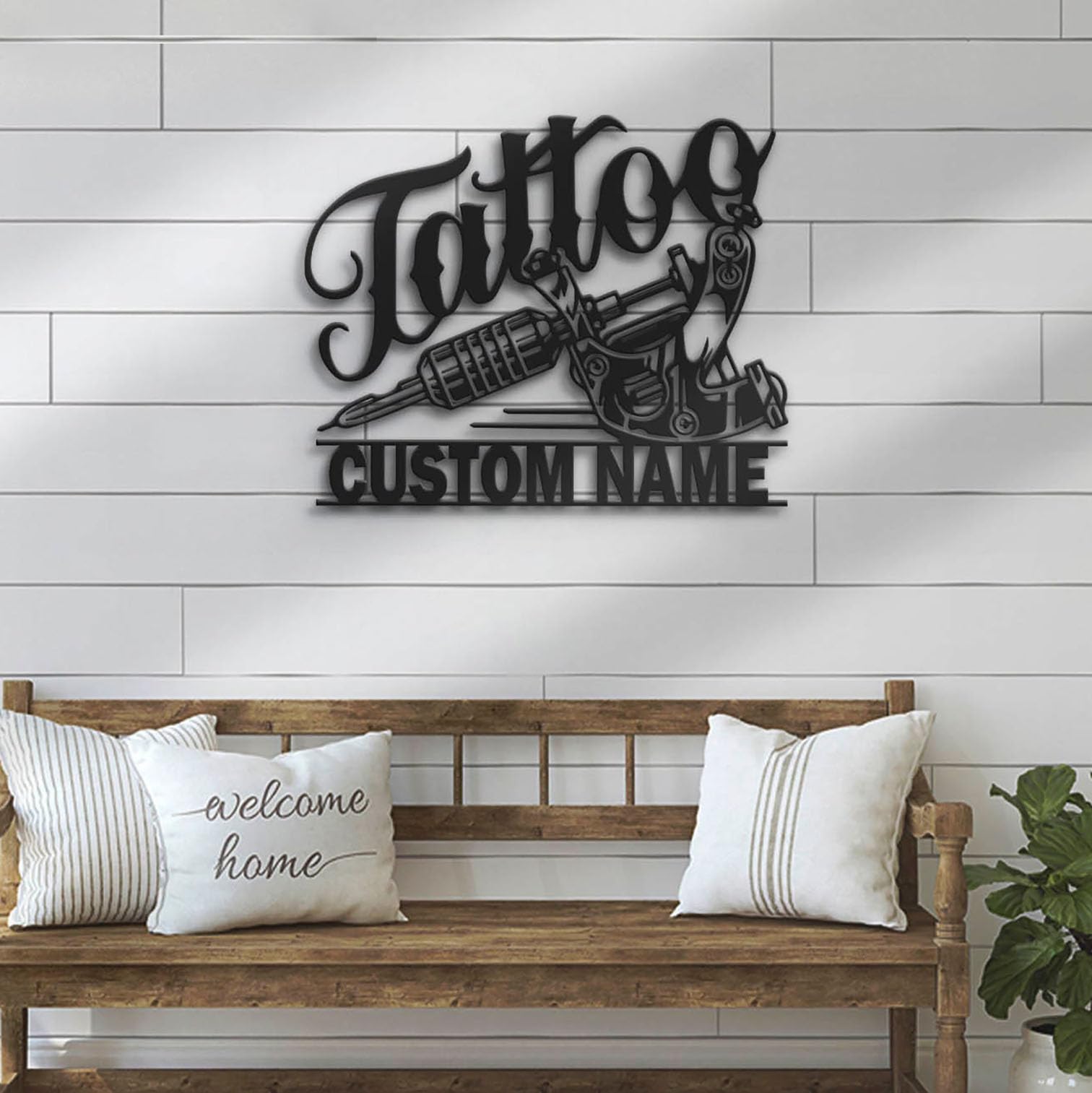 Custom Name Sign Custom Metal Wall Sign - Personalized Tattoo Studio ...