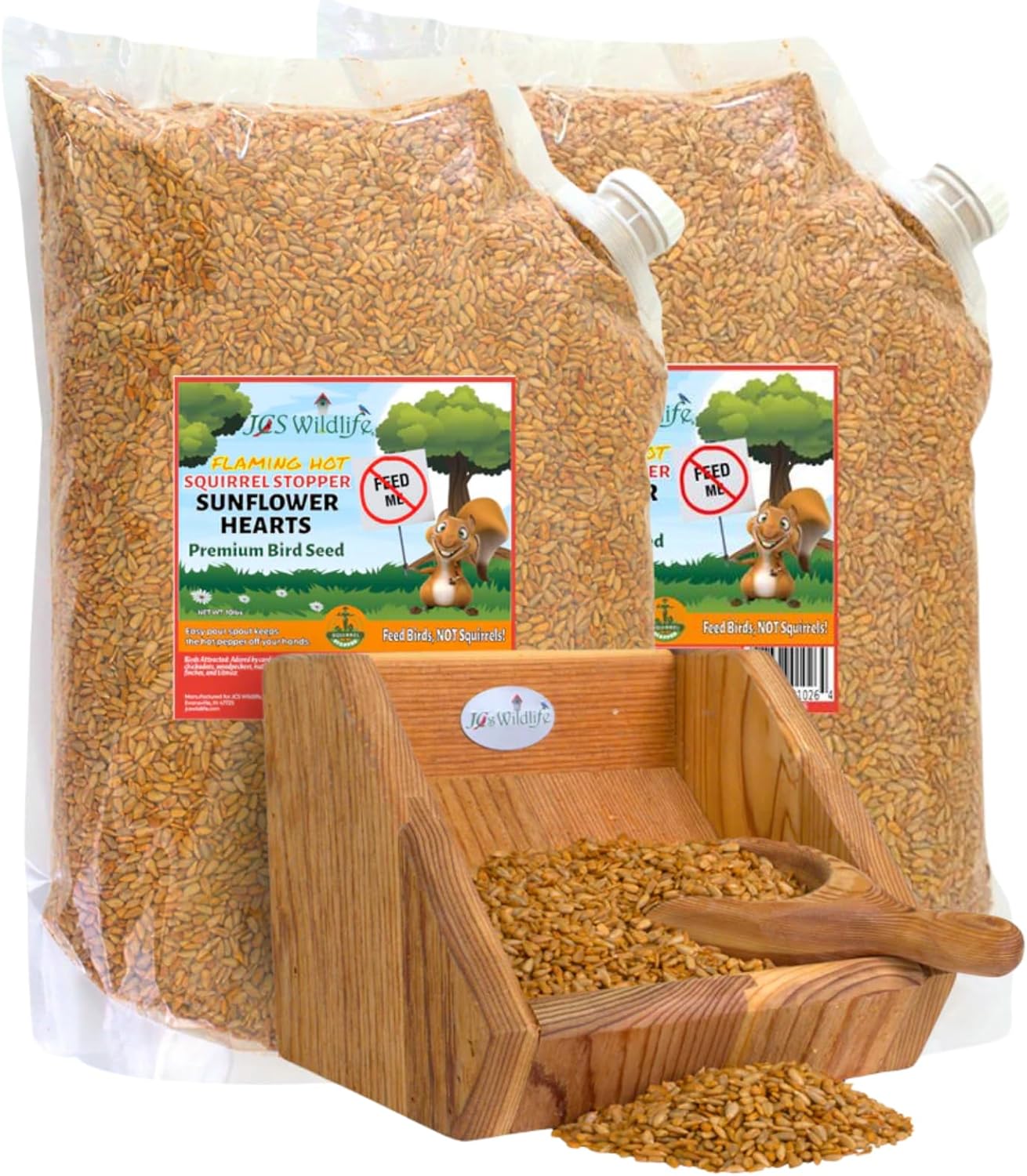 JCs Wildlife Squirrel Stopper Sunflower Hearts 10lbs Loose Seed Bag (2 Pack)