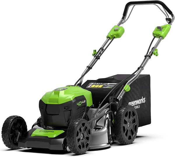 Tondeuse à gazon autopropulsée 46 cm, moteur sans balai, bac 55 L, 600 m², sans batterie ni chargeur
