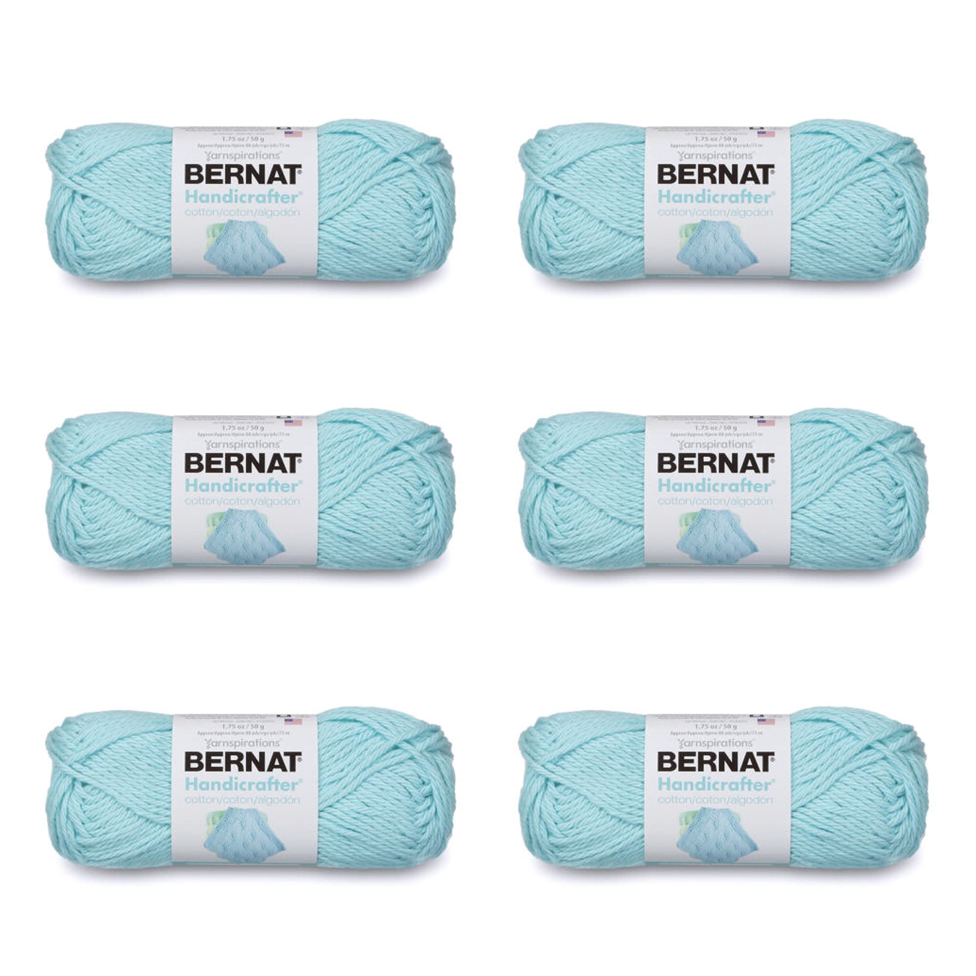 Bernat Handicrafter Cotton Robins Egg Yarn - 6 Pack of 50g/1.75oz - Cotton - 4 Medium (Worsted) - 80 Yards - Knitting/Crochet