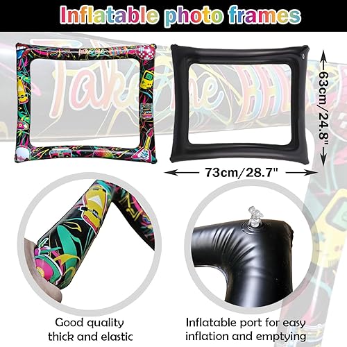 Miniatura 2 de Juego de 21 portarretratos inflables para selfies de los años 80 y accesorios para fiestas retro de los años 80 I Love 80s Party Selfie Props para