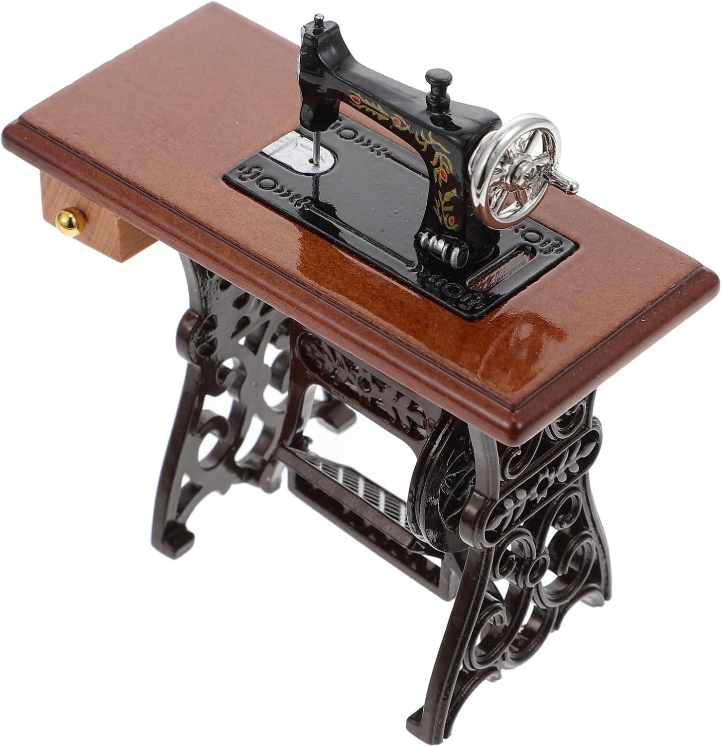 TOYANDONA Miniature Sewing Machine 1/12 Scale Dollhouse Furniture Accessory Vintage Style Mini Sewing Machine Ornament for Dollhouse Decoration