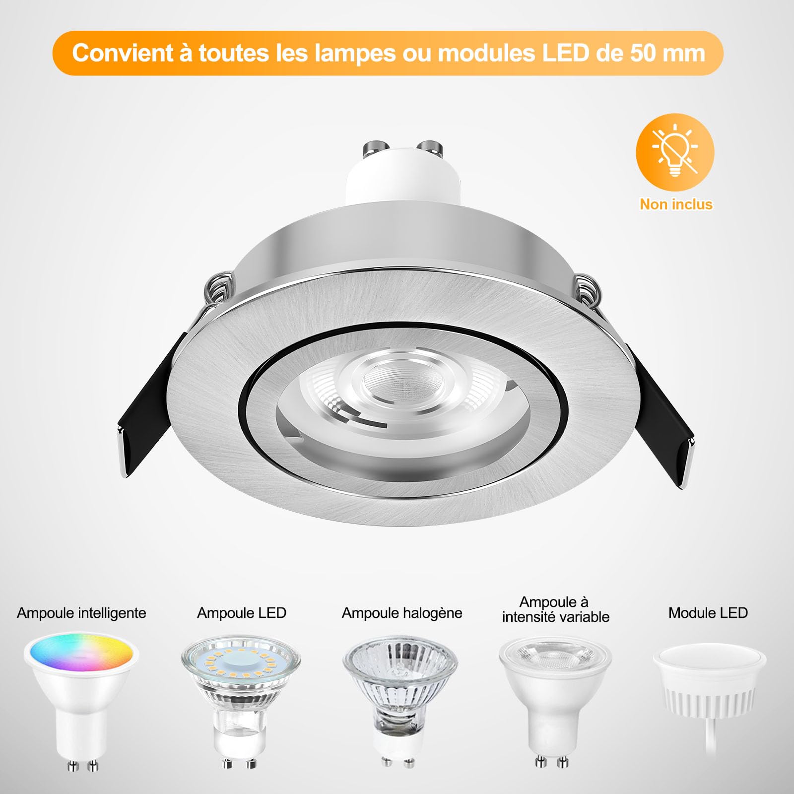 KYOTECH Rama montażowa reflektor do zabudowy zestaw 10 szt. GU10 ramka biała wychylna LED spot ramka do zabudowy okrągłe lampy do zabudowy rama do żarówek halogenowych moduł GU10 MR16 wraz z oprawką GU10