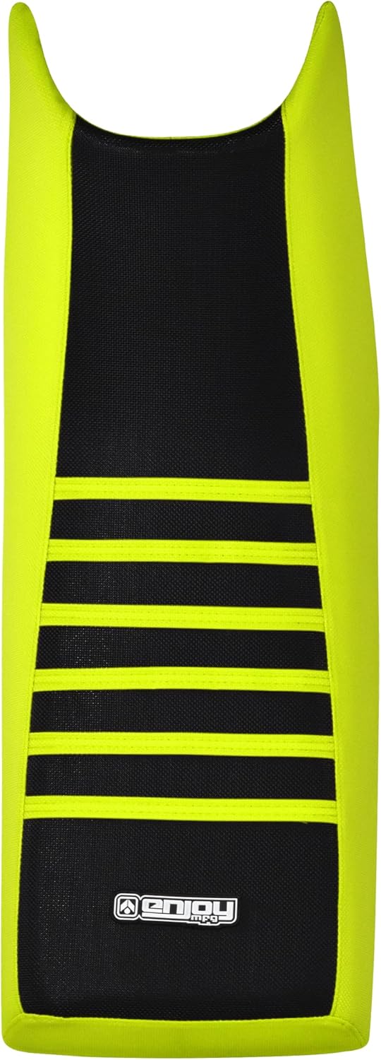 Enjoy Mfg Seat Cover - Compatible with Yamaha 1986-2004 Warrior Quad ATV - Color Side and Ribs - #111 (Neon Yellow Sides/Black top/Neon Yellow Ribs)
