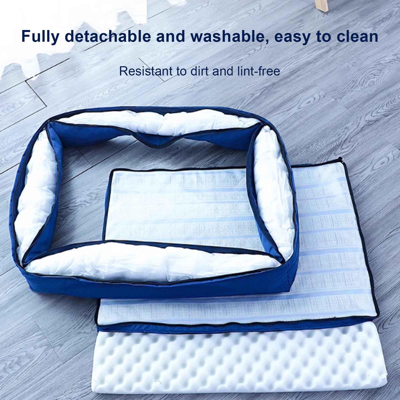 Cama Refrescante Perro, Alfombrilla Refrescante para Gato, Seda De Hielo Manta Enfriamiento para Mascotas con Colchon Perro Lavable Y Desenfundable,L