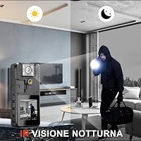 Hoestr 64GB Mini Testkamera 1296P HD IR Éjjellátó 180° Forgó Lencse 2
