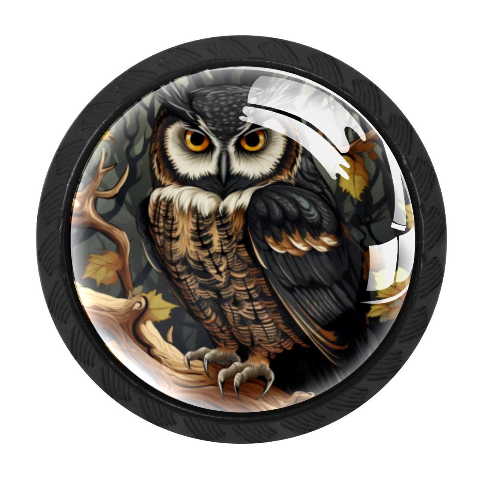 CHENZZZZ 4 Pieces Owl Kitchen Cabinet Knobs Drawer Knobs Dresser Knobs Black Knobs Drawer Pulls Dresser Drawer Handles Knobs for Dresser Drawers