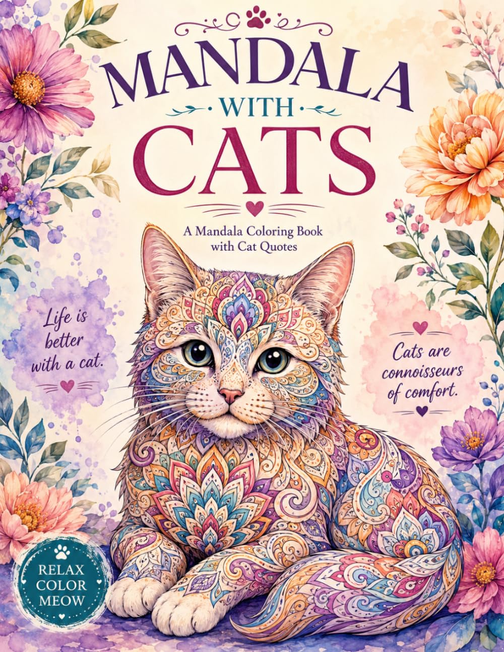 MANDALA WITH CATS: A MANDALA COLORING BOOK WITH CATS QUOTES