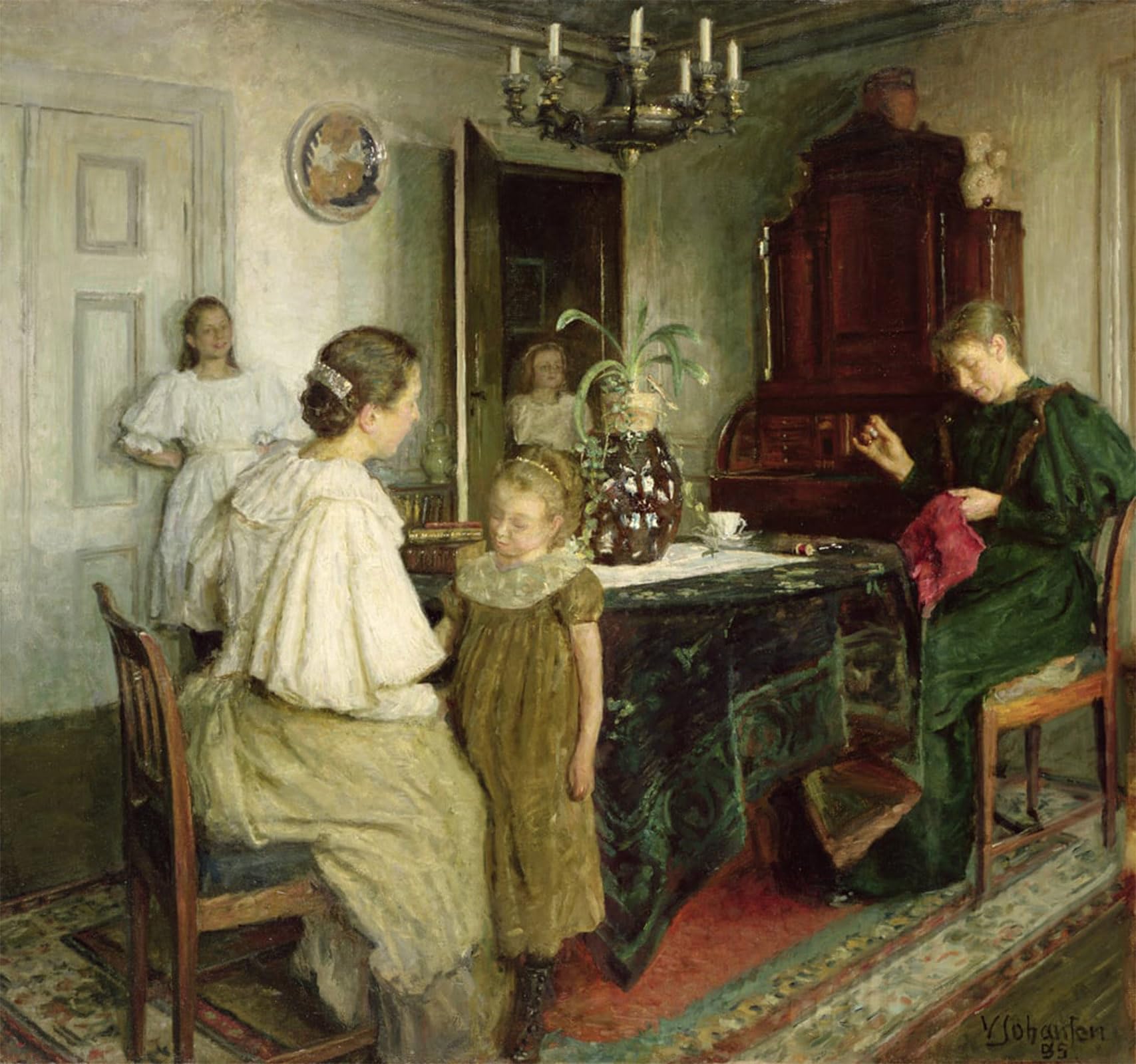 POSTERIIk Famous Modern Artwork Art Mural the Family of the Artist by Viggo Johansen Oil Paintings Pictures for Home Decor 60x90cm