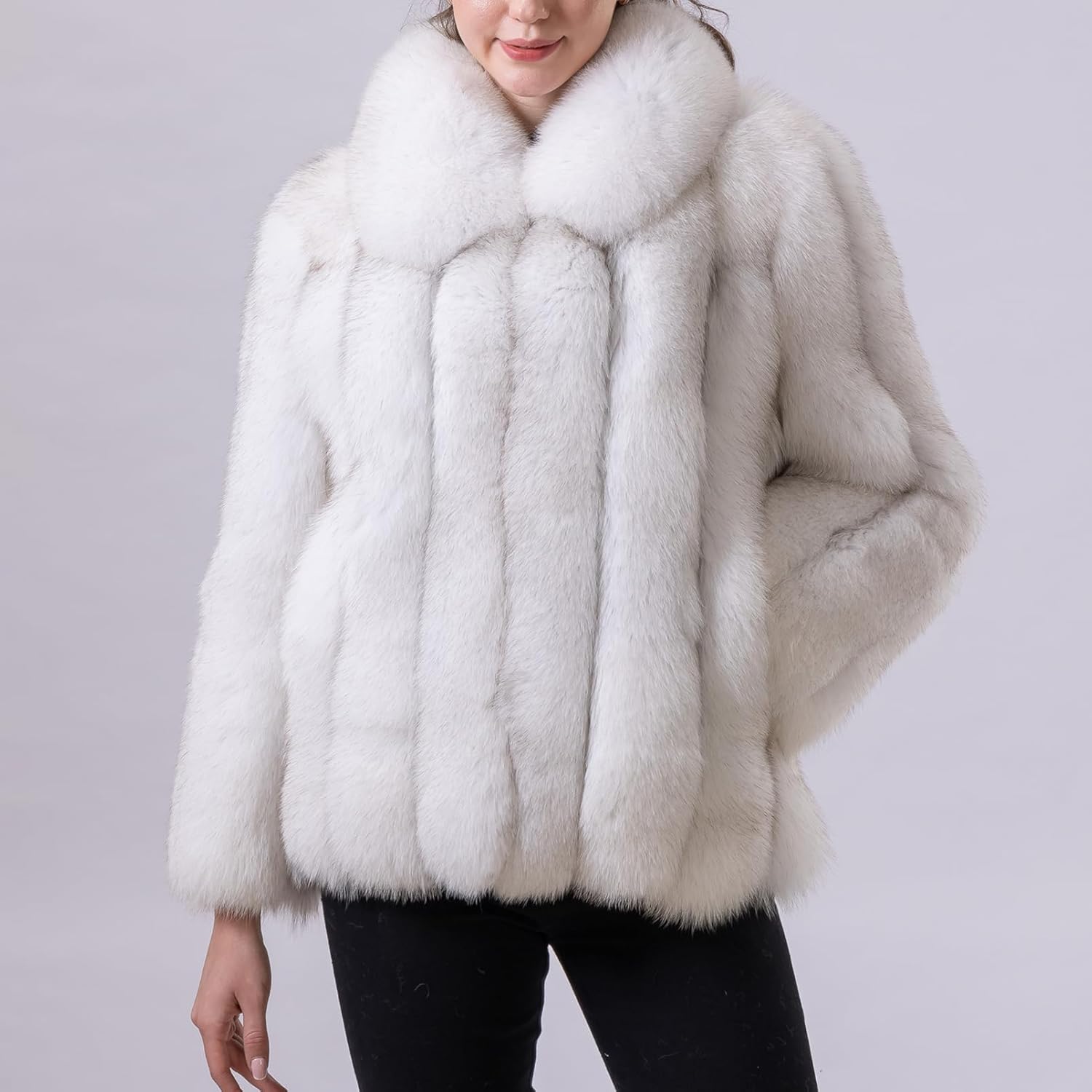 LVCOMEFF Natural European Fox Fur Coat Luxurious Jacket Winter Furry Plush Warm Winter