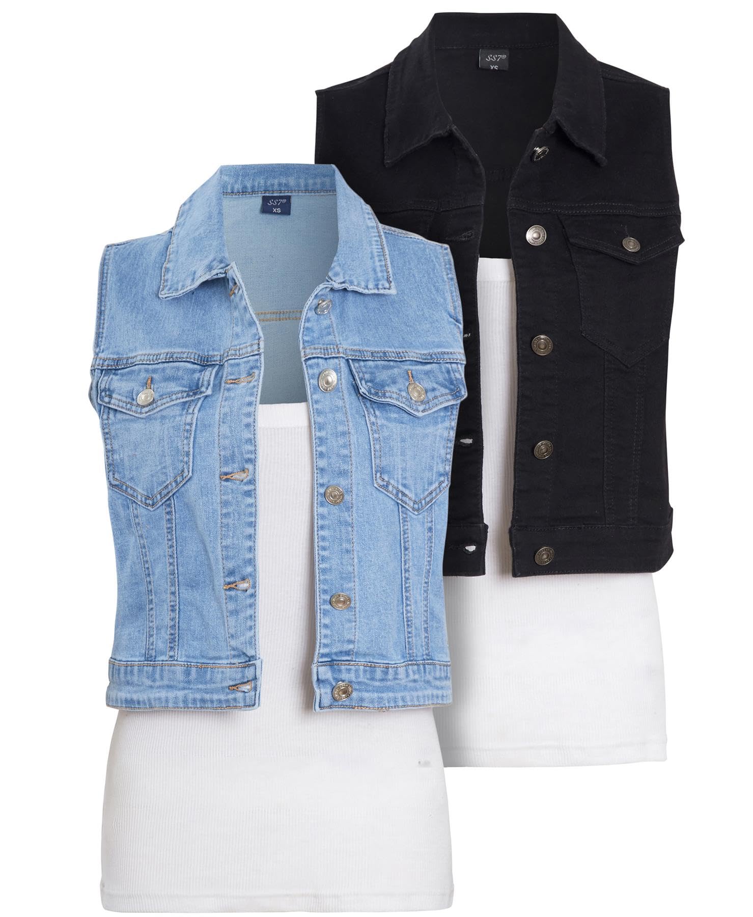 SS7 Femmes Gilet en jean sans manches Veste gilet stretch