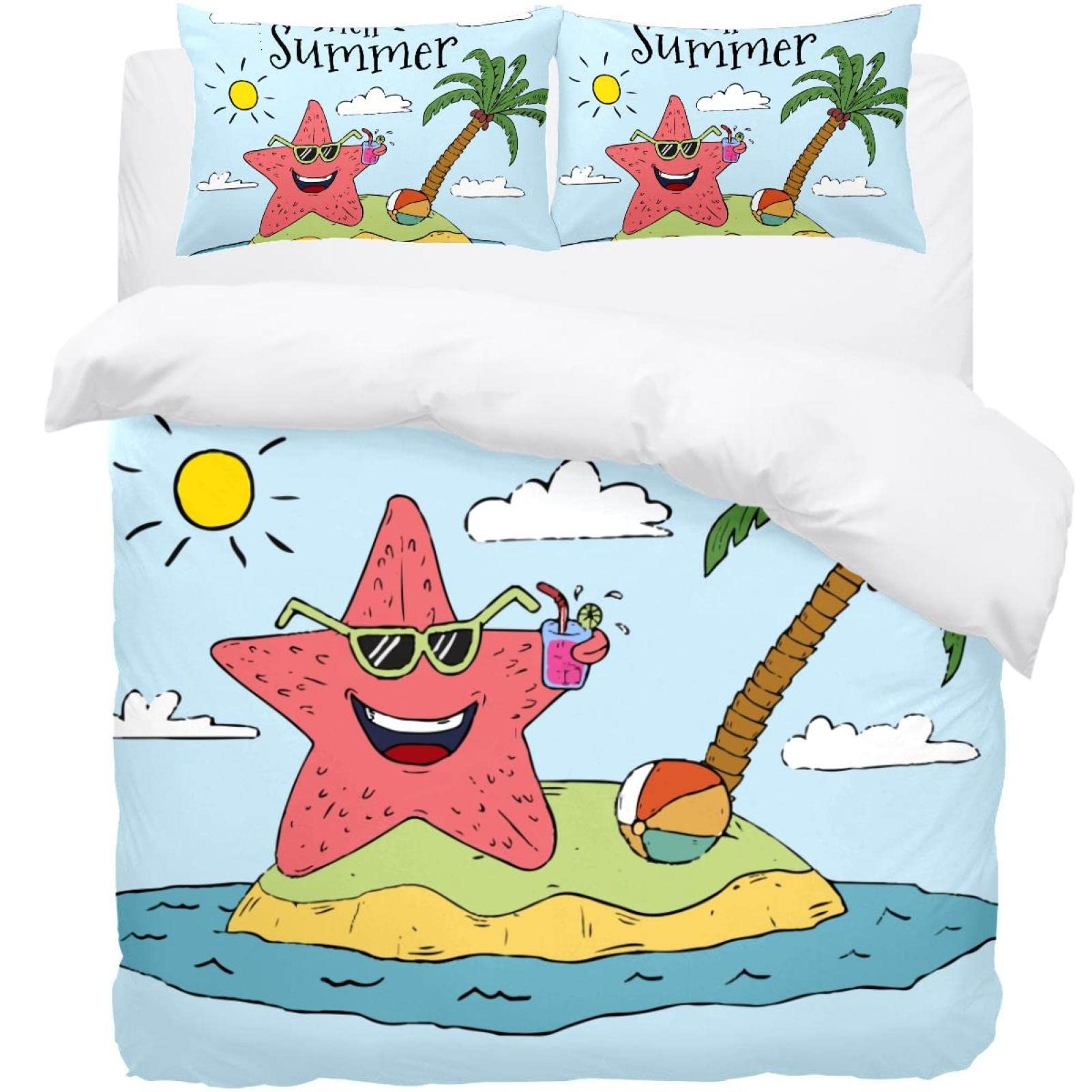 Parure de lit super douce Happy Starfish housse de couette et taies