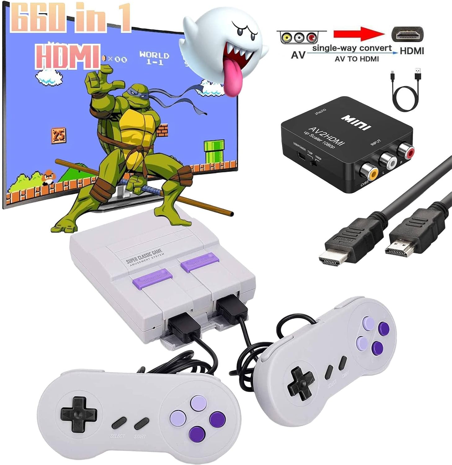 Buy 660 Retro Game Console,Classic Mini Game System with Build-in Video  Games and 2 Controllers,AV and HDMI Output,An Ideal Retro Toys or Gift for  Kids and Adults Online at Lowest Price in
