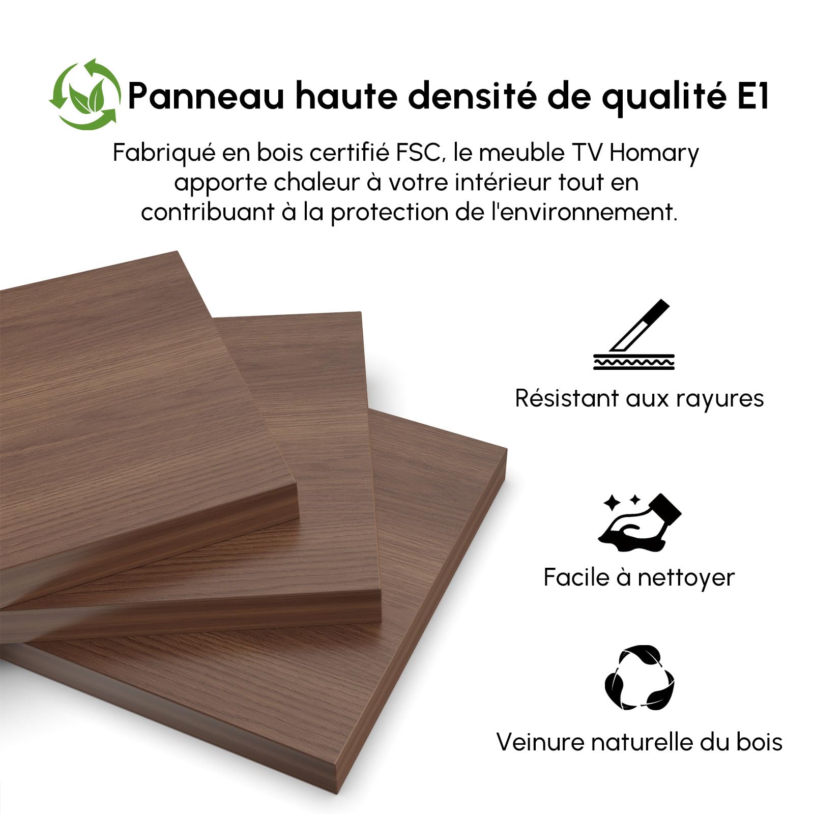 Homary Meuble TV Extensible Bois Noyer 180-280cm Longueur avec 3 Tiroirs Spacieux, MDF Écologique, Rangement Ouvert, Design Moderne pour Salon, Installation à Gauche/Droite