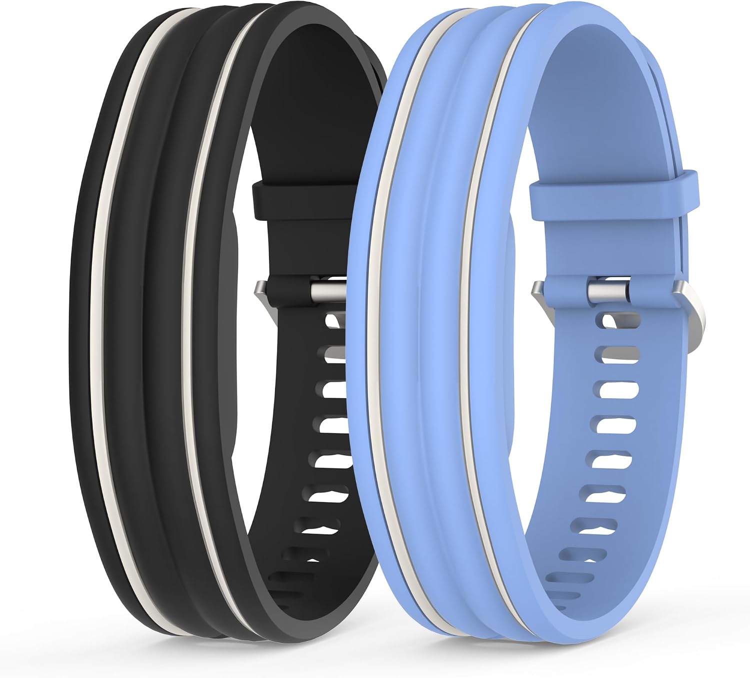 2 Pack Silicone Band for Google Fitbit Air Replacement Strap, Soft Breathable Waterproof, Adjustable Sport Loop Wristband Compatible with Fitbit Air Fitness Tracker for Men Women