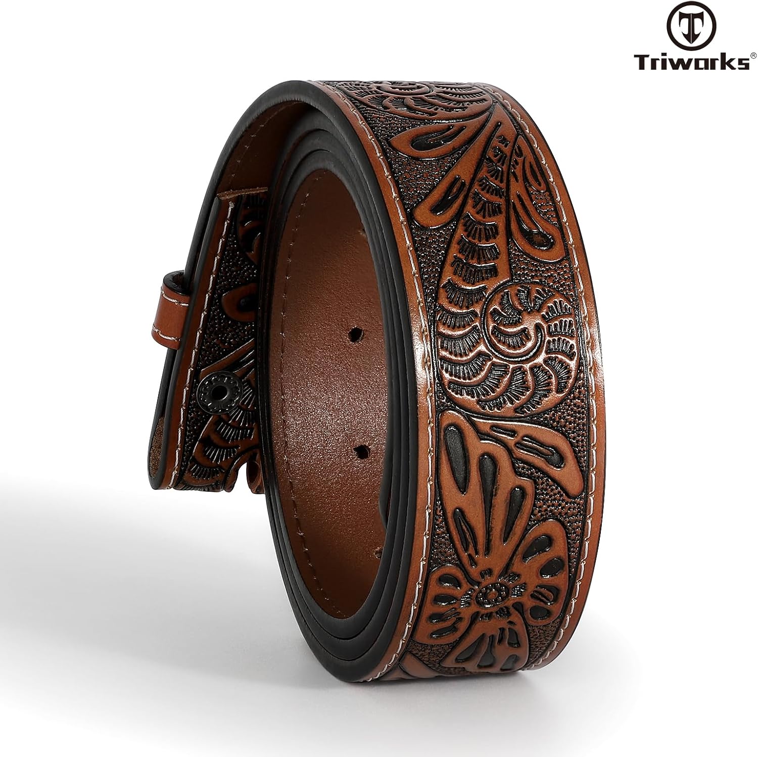 TRIWORKS Western Leather Belt Strap for Men without Buckle Cowboy Cowgirl Belt Strap 1.5" Width - Image 5