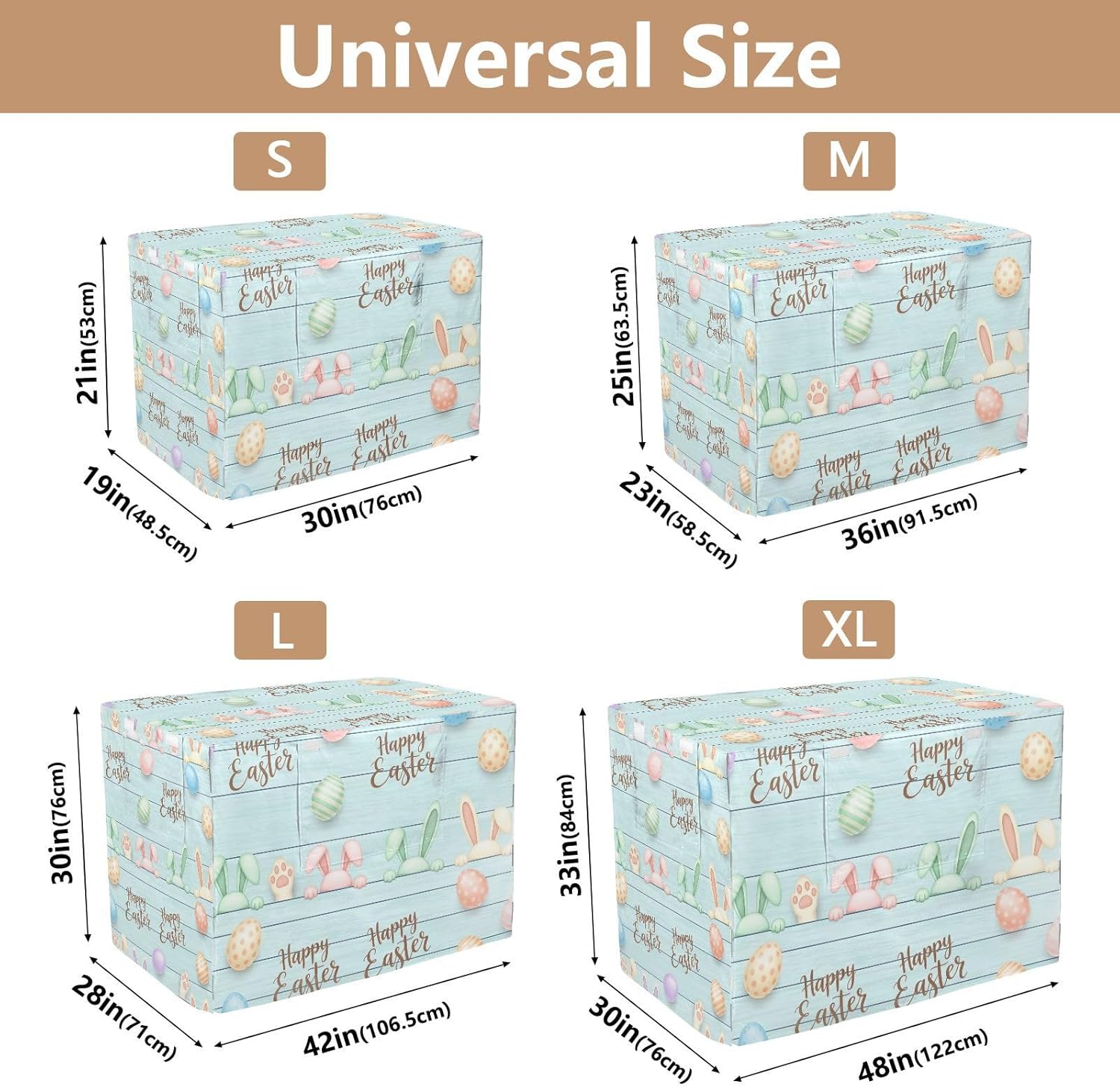 Pastel Easter Bunny Pet Crate Cover with Roll-up Sides, Water-Resistant Dog Kennel Cover Indoor, X-Large