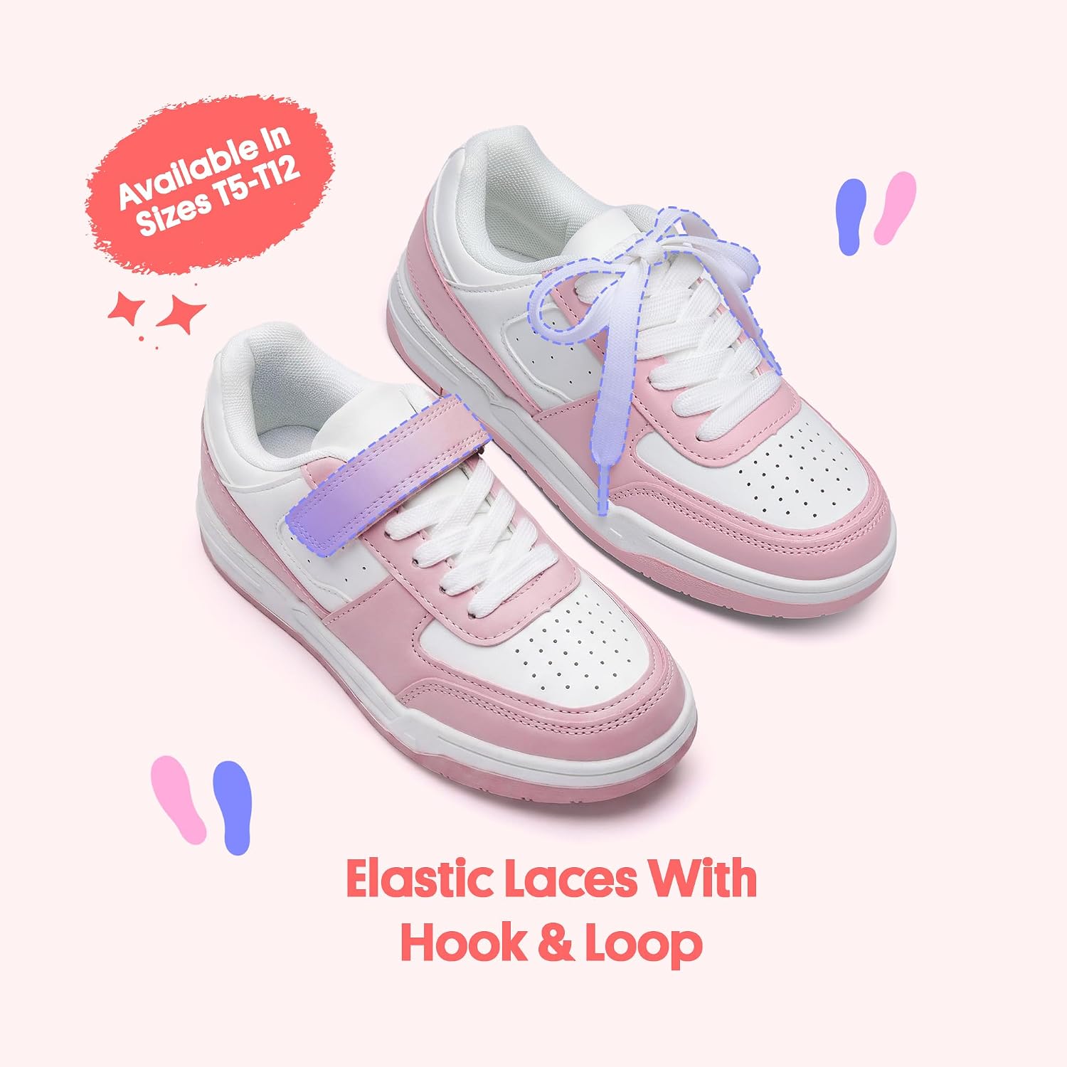 FabKids Girls' Vintage Tennis Shoes Classic Sneakers Breathable Non-Slip Athletic Shoes Cute Lace Up Casual Shoes for Kids