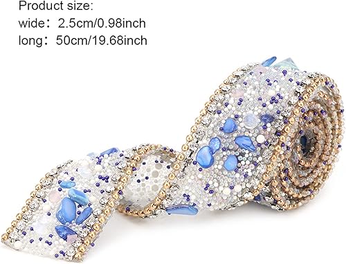 Miniatura 7 de Rollo de cinta de cristal de malla de diamantes de imitación para manualidades, decoración de fiestas (piedra azul zafiro + cadena de diamantes de