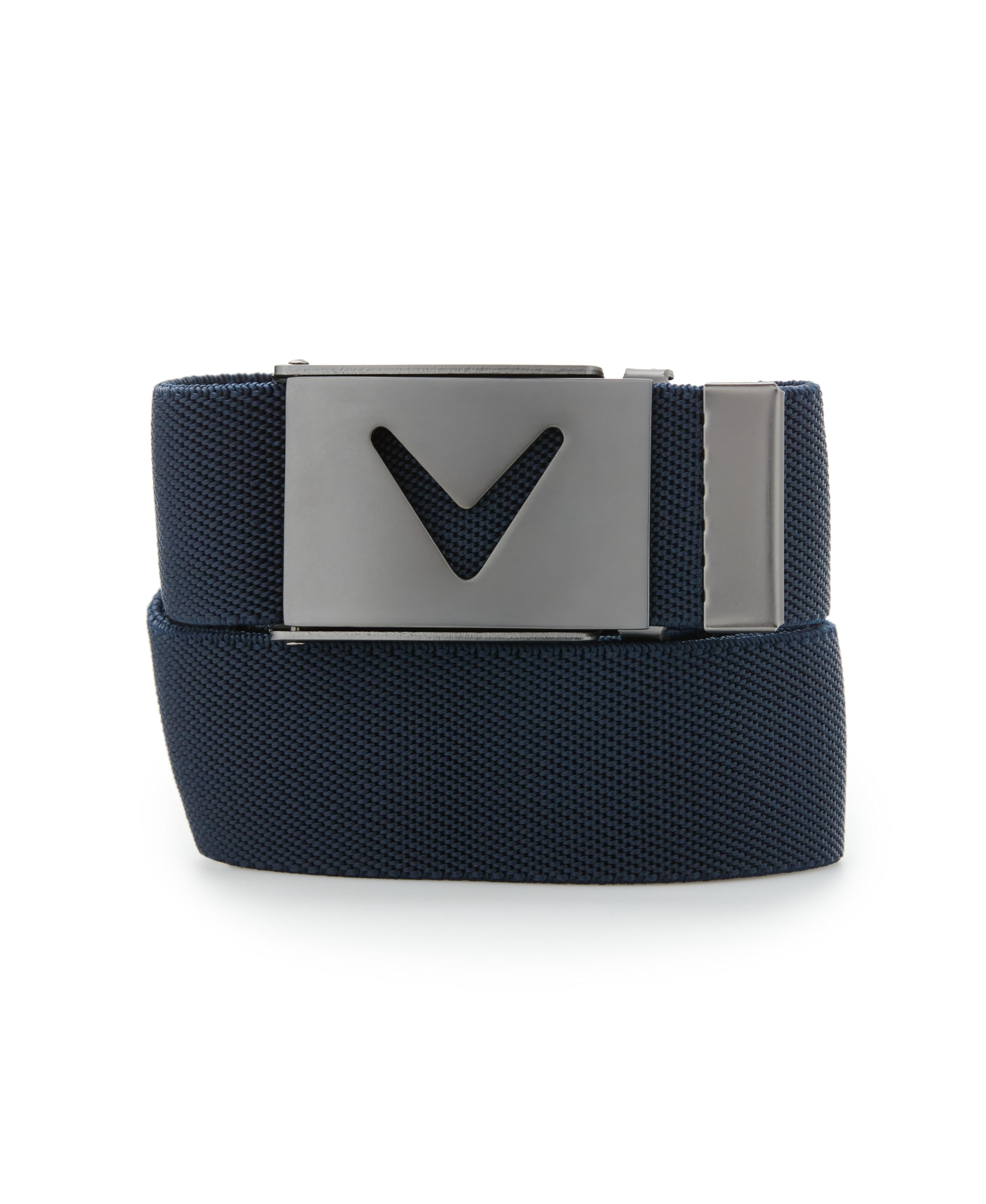 Callaway Mens V-Logo Web Golf Belt with Durable Textured Stretch Material and Metal Tip Adjustable Buckle