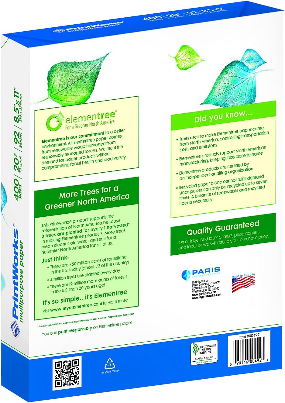 Printworks Multipurpose Paper, 20 Pound, 92 Bright, 400 Sheets, 8.5x11 Inches (00492),White