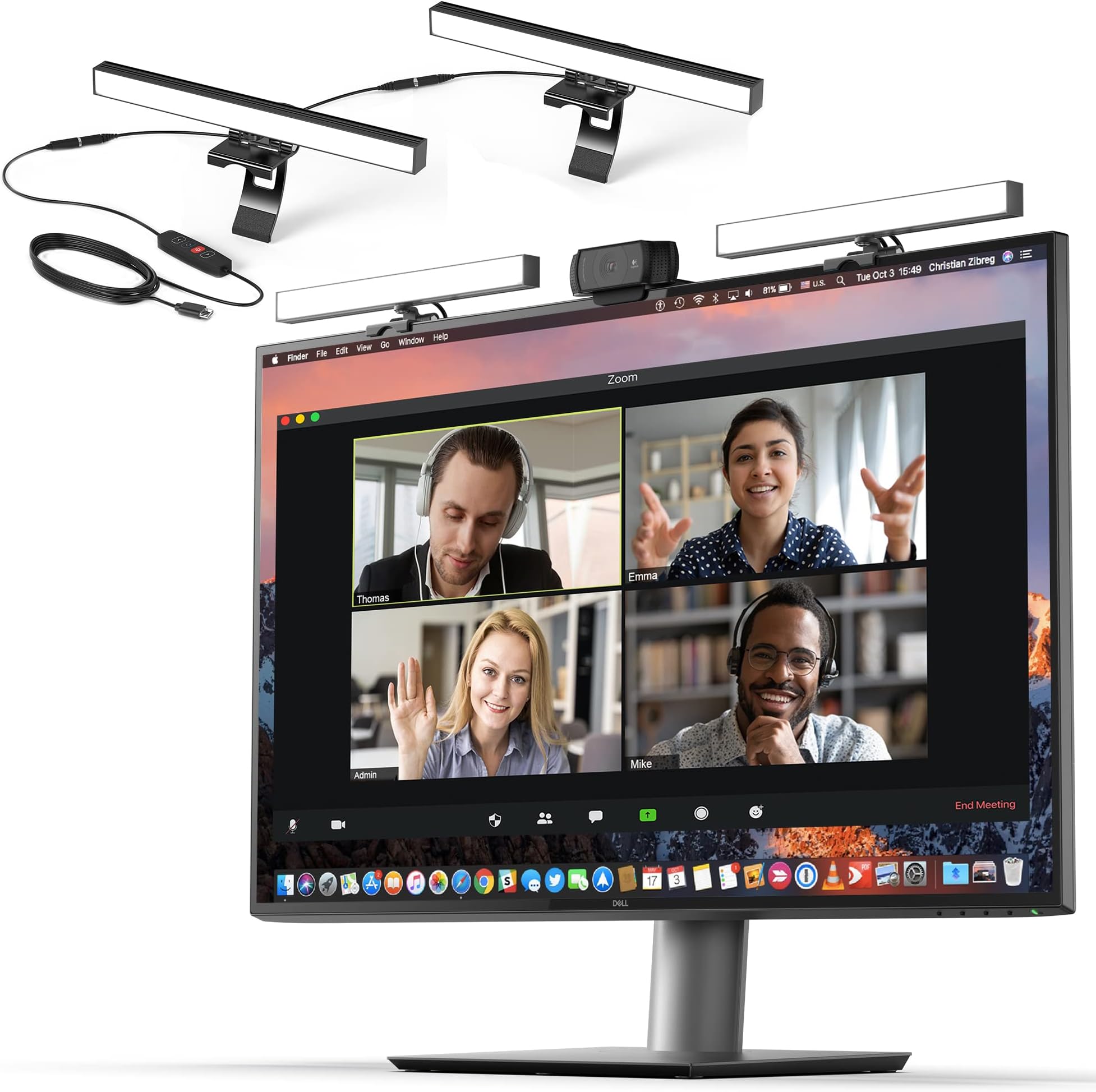 humancentric Video Conference Lighting - Webcam Light for Streaming, LED Monitor and Laptop Light for Video Conferencing, Zoom Lighting for Computer, Replaces Ring Light for Zoom Meetings, Double Kit