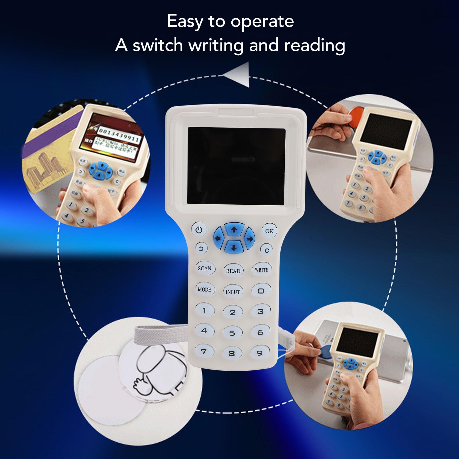 10-Frequenz-RFID-NFC-Kartenkopierer-Lesegerät für IC-ID-Karten, RFID-Lesegerät-Schreibgerät, NFC-Lesegerät, 125-kHz-13,56-MHz-RFID-Smartcard-Kopierer für die Zugangskontrolle