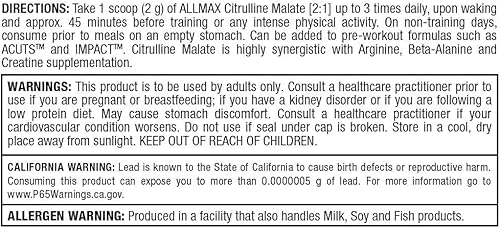 Miniatura 4 de Malato de citrulina 2:1, 10.58 oz (300 g), ALLMAX Nutrition