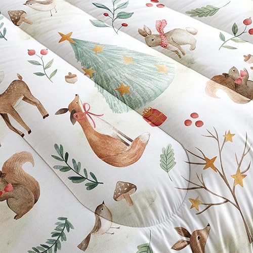 Miniatura 5 de QOOMO Edredón de animales salvajes tamaño matrimonial, juego de edredón de Navidad para niños, adolescentes, niñas, niños, juego de ropa de cama de