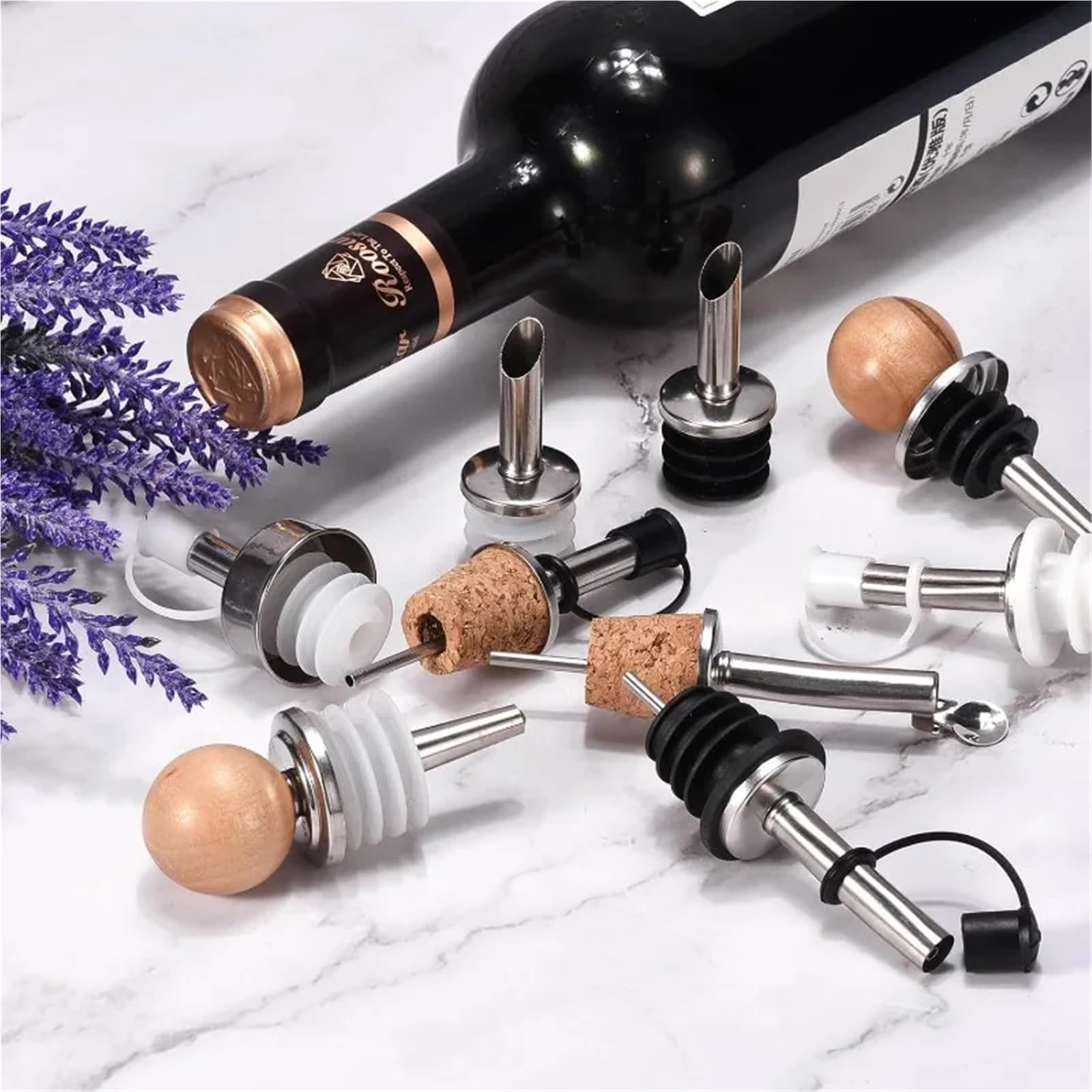 Bouchons à vin 30 pièces verseurs de bouteille rabat automatique en acier inoxydable bouchons bec d'huile conception liège for l'huile d' vinaigre for garder le champagne frais