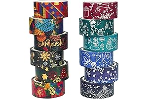 12 Rolls Christmas Washi Tape Set: Festive Holiday Cheer for Your Creative Endeavors