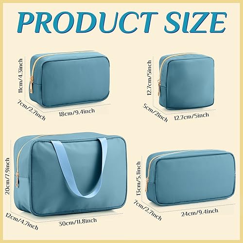 Miniatura 3 de Hillban Juego de 4 bolsas de maquillaje de nailon de viaje, bolsa de cosméticos de nailon, bolsa de cosméticos con cremallera, bolsa de aseo de