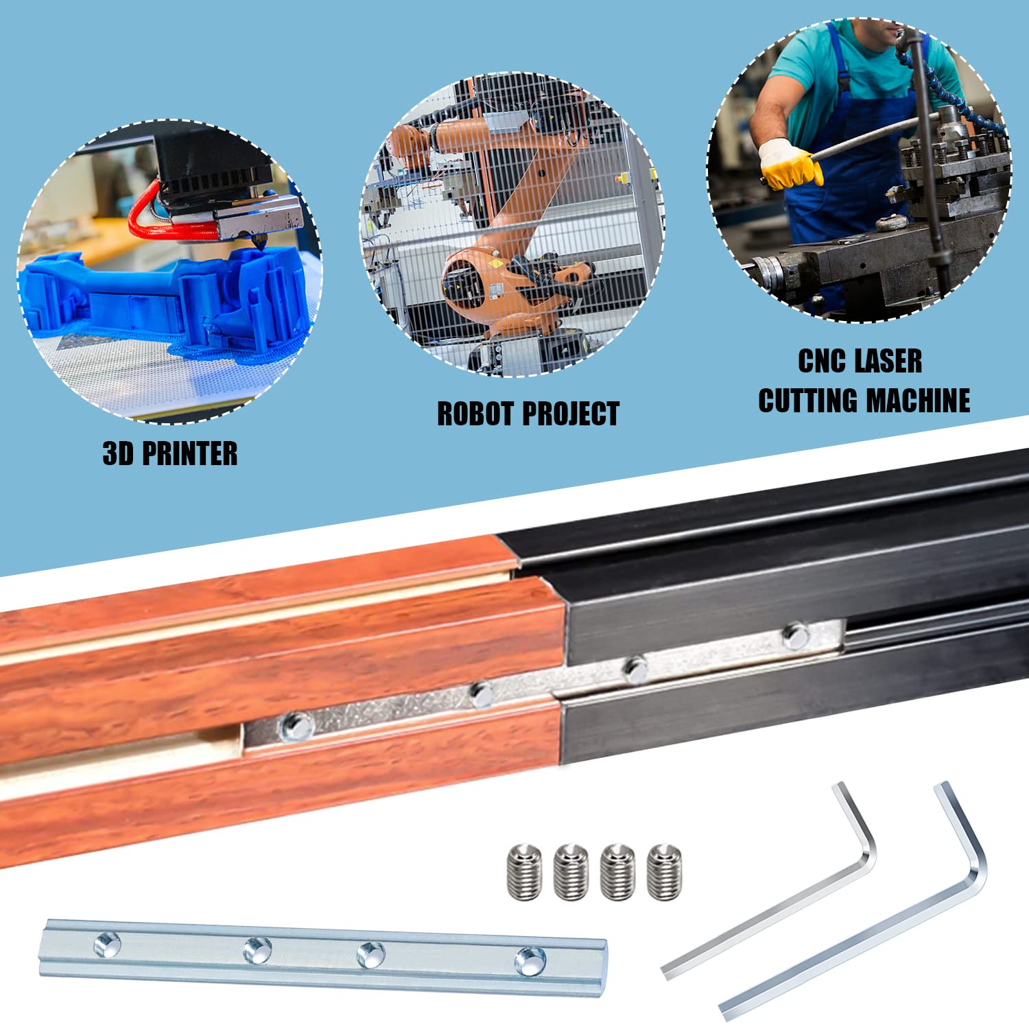 Connecteur Profil Aluminium 45x45 - Acier Carbone - Pour Assemblage Structures - Rainure 8mm