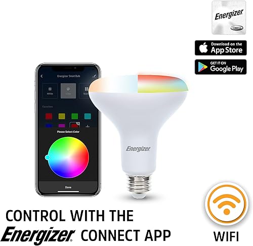 Miniatura 8 de Energizer - Bombilla LED inteligente multicolor y multicolor, BR30, Google Assistant, Tienda Alexa, Siri, Connect App, 16,000,000 personalizaciones