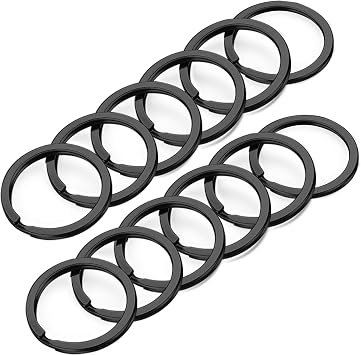 Gkeygo Key Rings, 12 pcs Stainless Steel Key Ring for Keychains, 1.1inch Flat Split Keychain Ring for Car Keys Dog Ring Tag Lanyards Home School Office DIY, Black