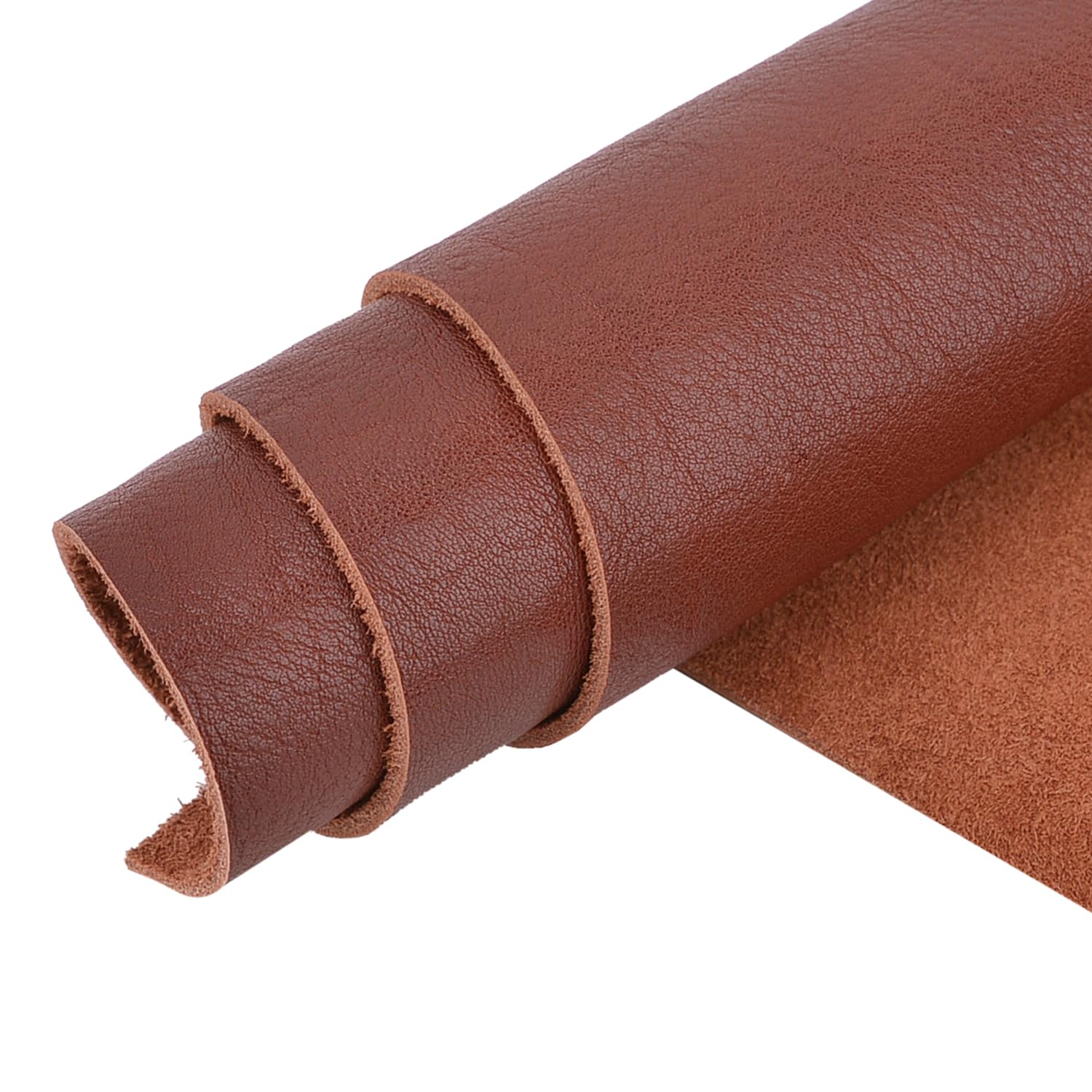 OPWG016-DB-24X24 Echtlederstücke, weiches Rindsleder, natürlich strukturiertes Leder, 1,5 mm dick, Braun