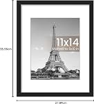 upsimples 11x14 Picture Frame, Display Pictures 8x10 with Mat or 11x14 Without Mat, Wall Hanging Photo Frames, Black