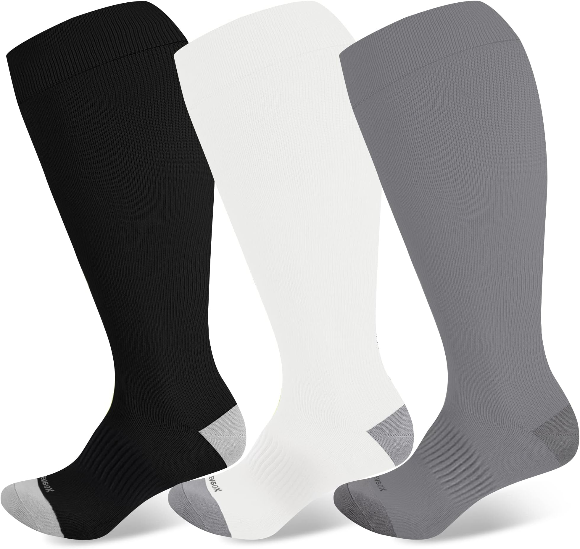 LEVSOXPlus Size Compression Socks Wide Calf Men&Women 20-30 mmhg Knee High Support Socks for Medical, Nurse, Diabetic
