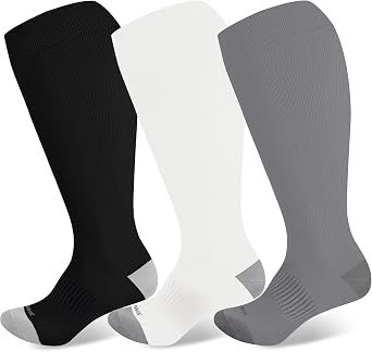جوارب ضغط بحجم LEVSOX Plus رجال العجل والنساء على نطاق واسع 20-30 ملم زئبقي جوارب عالية الدعم للطب والممرضة ومرض السكري   
