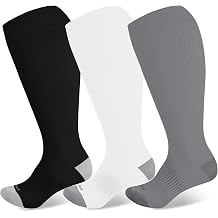 LEVSOX Plus Size Compression Socks Wide Calf Men&Women 20-30 mmhg Knee High Support Socks for Medical, Nurse, Diabetic