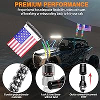 Vista 3 de Nilight - 2 luces de látigo LED RGB en espiral de 2 pies con control remoto por RF, luz de persecución/baile RGB, látigos de antena iluminados