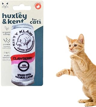 Huxley & Kent Plush Cat Toy - Interactive Catnip Toy for Cats & Kittens - Soft Kitty Toy with Crinkle & Catnip - Fun Indoor Play Toy - Kitty Klaw Clawberry