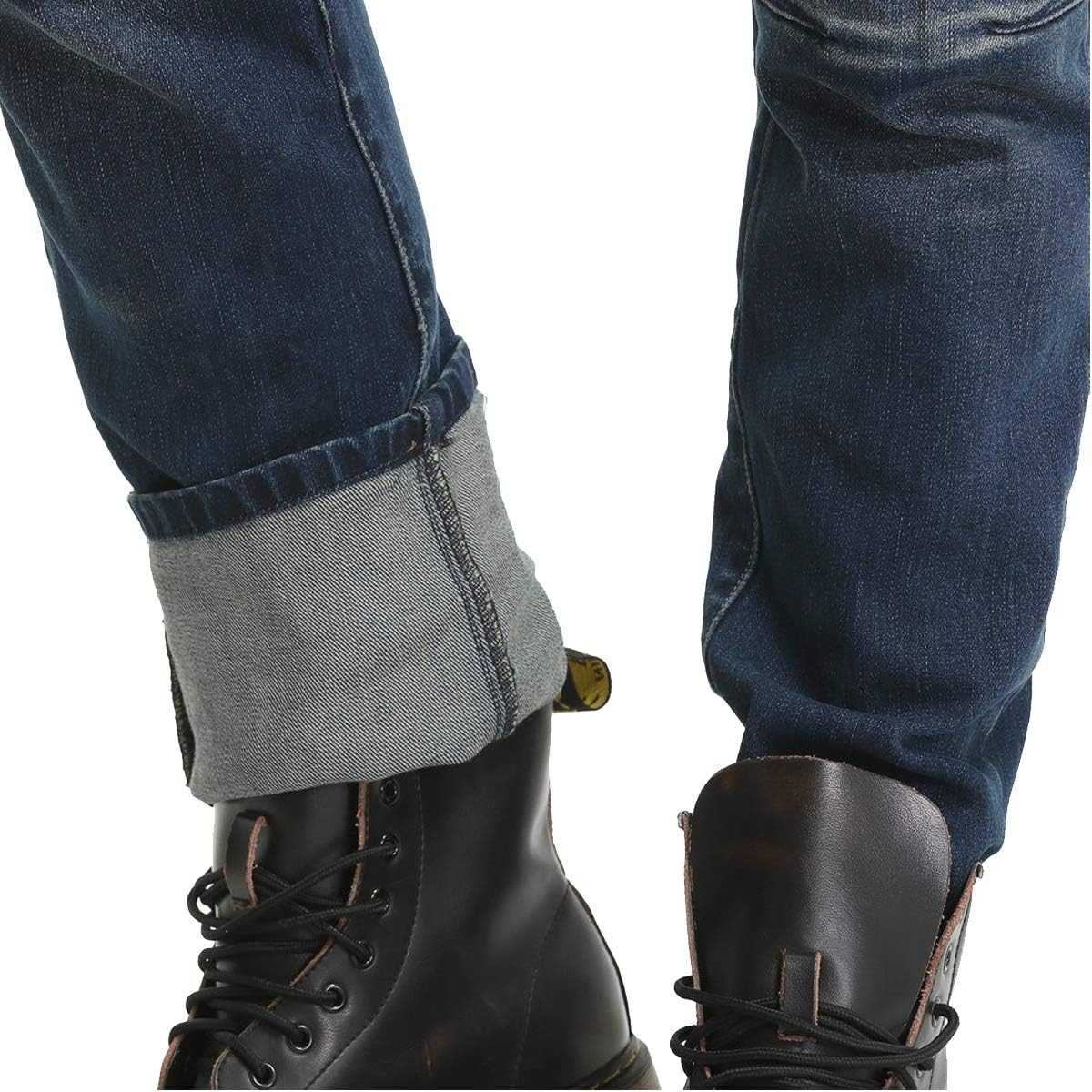 Aramid Reinforce Biker Jeans Men Motorcycle Riding Pants Armor Motocross Racing Silica Gel Pads (XS=26=Waist 30", Blue)