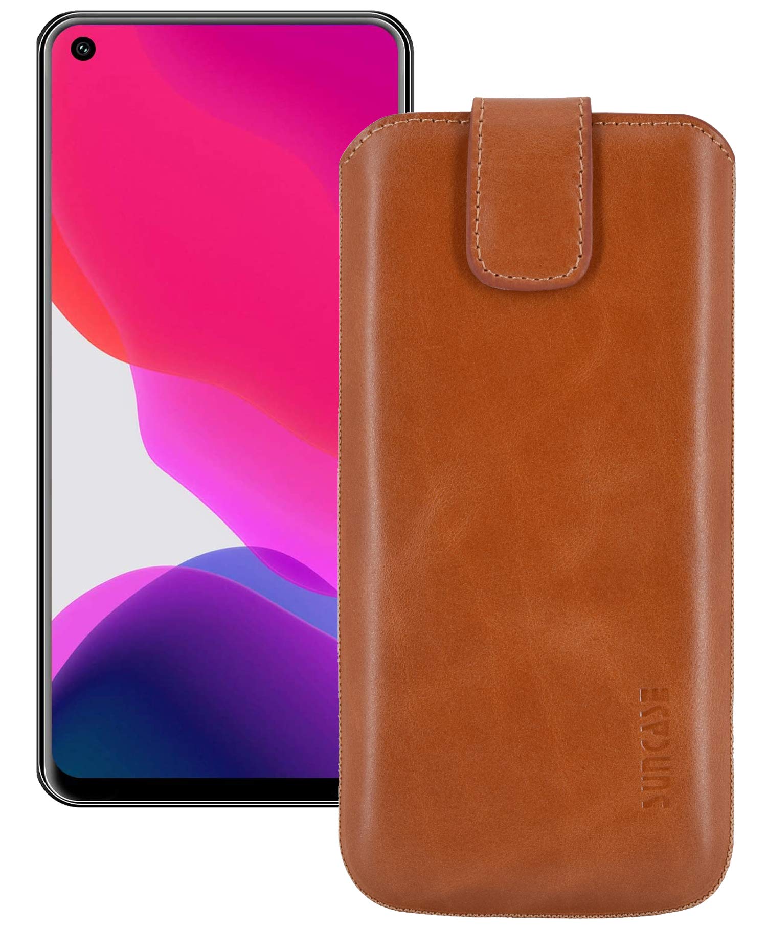 Custodia in vera pelle Slim-Edition, compatibile con Oukitel