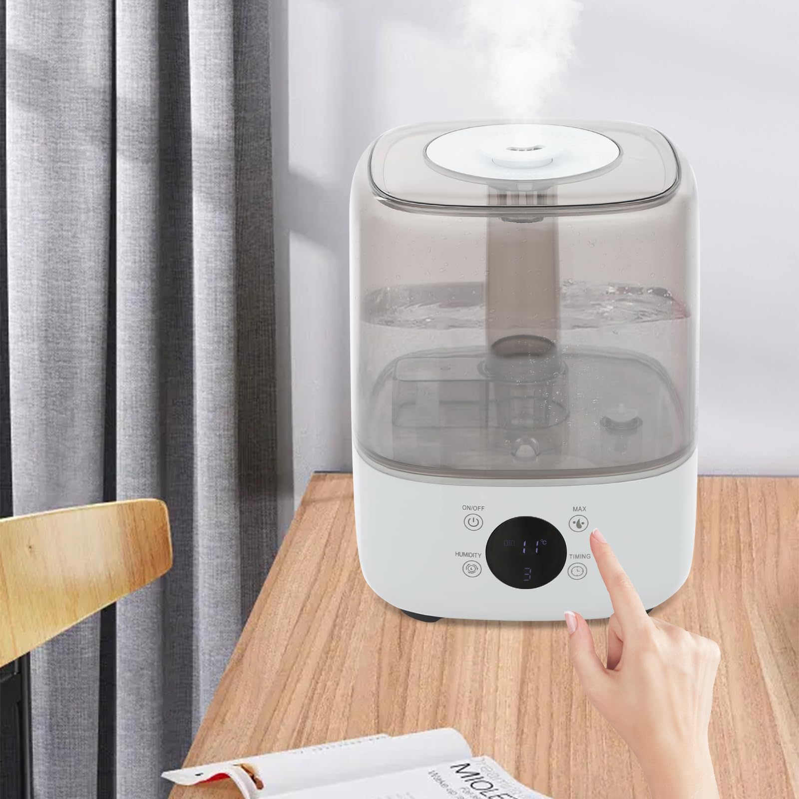 Nawilżacz powietrza do sypialni, 5 l, z pilotem zdalnego sterowania, obrotowa dysza parowa o 360°, Smart Control, dla niemowląt, pokoju dziecięcego, roślin