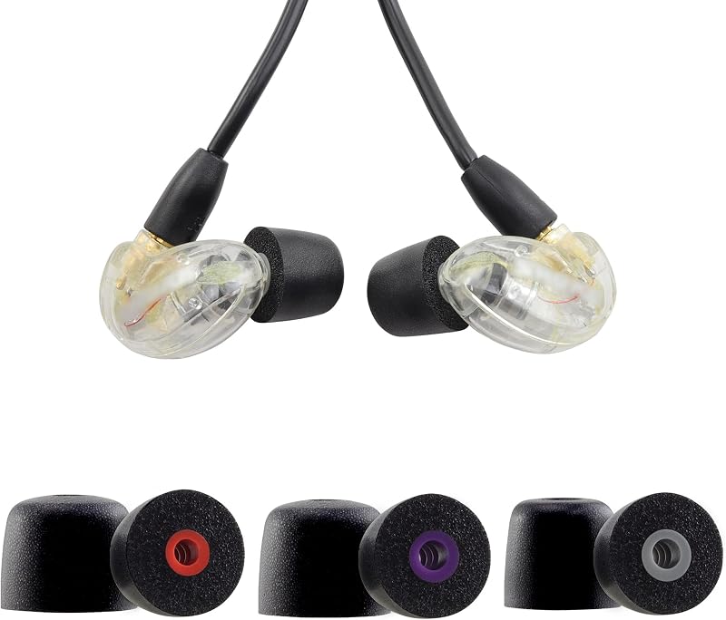 Replacement Memory Foam Ear Tips for Shure SE215 PRO SE215, SML | Compatible with Shure SE112 SE315 SE425 SE535 SE846 Aonic4 Aonic5 Earphones, Ultimate Comfort, 3 Pairs (Black)