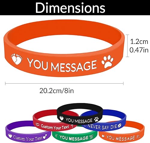 Miniatura 9 de VPkiirai Pulseras de silicona personalizadas, pulseras de goma personalizadas, a granel 151050100200 para regalos, eventos, motivación, conciencia,