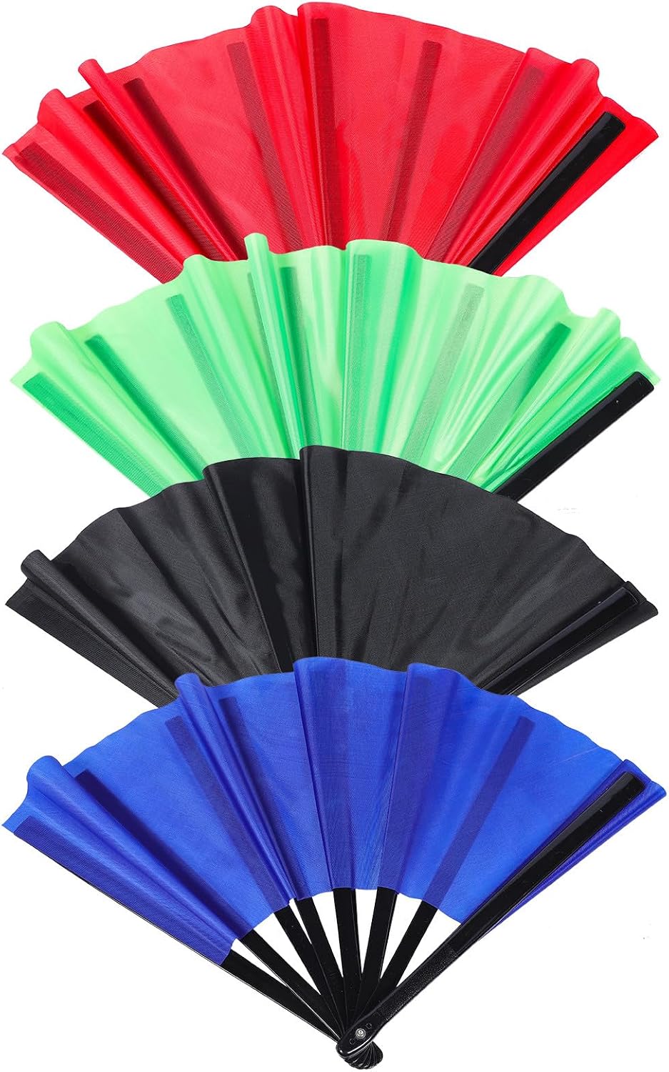 4pcs Chinese Style Folding Tai Chi Fans Kung Fu Hand Fans Portable for Women Party Martial Arts Practice Blue Red Black Green