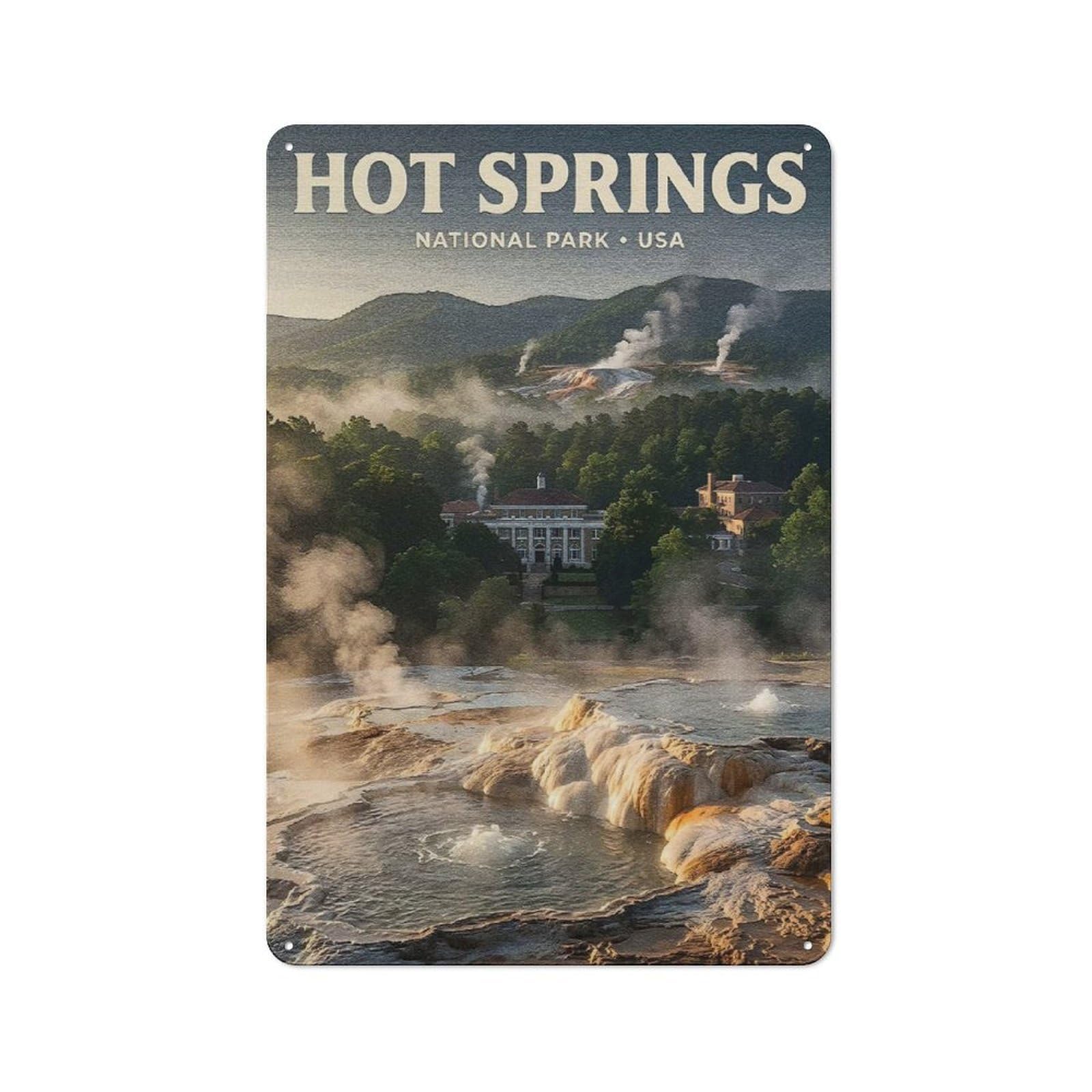 Junmoney Style-22 Hot Springs National Park Rustic Metal Sign 30X20cm For Garden Room Or Summerhouse, For Summerhouse Decorators